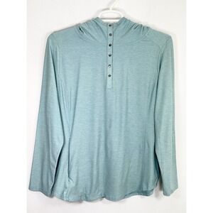 Duluth Long Sleeve Hooded Sweater Striped Blue Womens XL